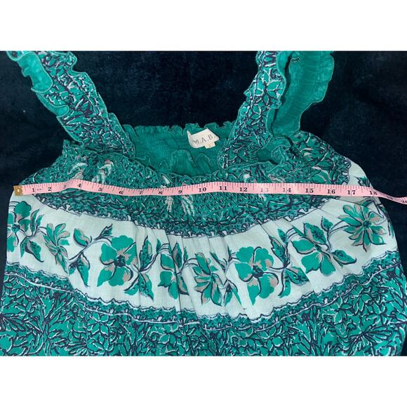 M.A.B.E. UK $146 STEVIE BLOCK PRINT RUFFLE BOHO HIPPIE TOP MADE IN INDIA  L - Picture 6 of 7